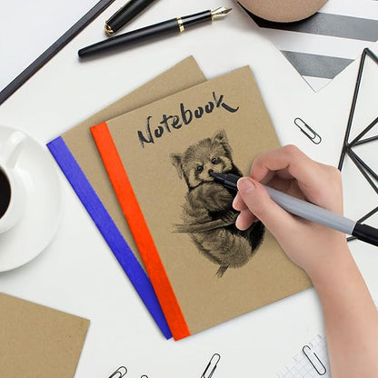 12 Pack Kraft Journals A5, Extra Pages - 120 Pages (60 Sheets), College Ruled, 8 x 5.7 Small Kraft Notebooks, Rainbow Spines, Kraft Composition Notebook Journals for School Home & Office