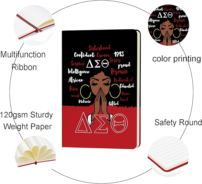 AKA Sorority Gift Leather Notebook for Women Girls Pink and Green Greek Sorority Journal Notebook Sisterhood Graduation Gift (5)