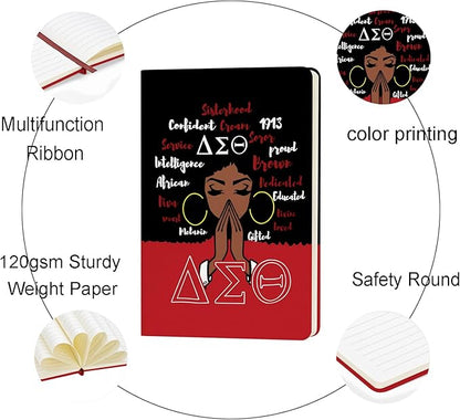 AKA Sorority Gift Leather Notebook for Women Girls Pink and Green Greek Sorority Journal Notebook Sisterhood Graduation Gift (5)