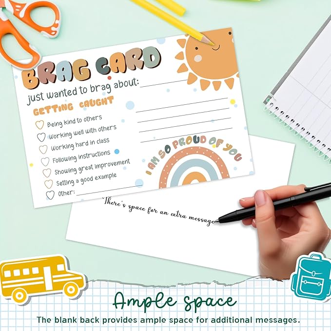 Boho Sunshine Classroom Brag Cards, Boho Teacher Classroom Incentives Cards for Elementary Students