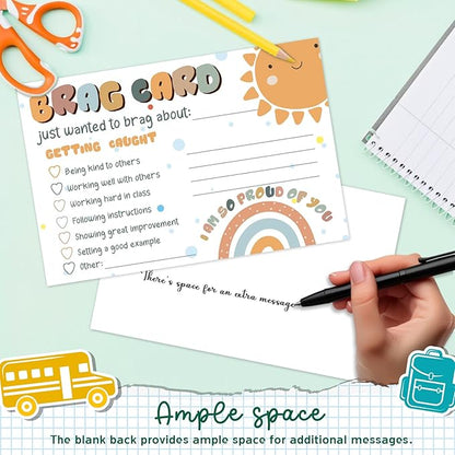 Boho Sunshine Classroom Brag Cards, Boho Teacher Classroom Incentives Cards for Elementary Students