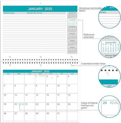 2025 Wall Calendar - 2 Pack Monthly Wall and Desk Calendars, 12 Months Calendar from Jan 2025 - Dec 2025, 11"x 8.5", Wall Calendar 2025