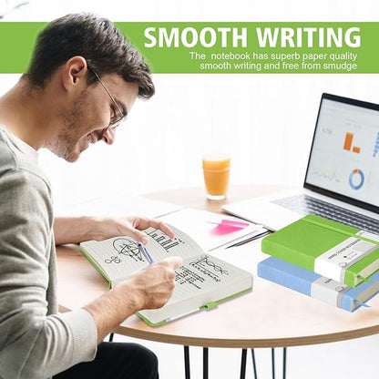 Lined Journal Notebook, 360 Numbered Pages(With page number), Thick Journal for Writing A5 College Ruled Notebook, 100gsm Lined Paper, Leather Hardcover, 5.75'' X 8.38''-1 Pack, Grass Green