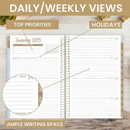 bloom daily planners 2025 Calendar Year Day Planner (January 2025 - December 2025) - 5.5” x 8.25” - Weekly/Monthly Agenda Organizer Book with Stickers & Bookmark - Iridescent Opal