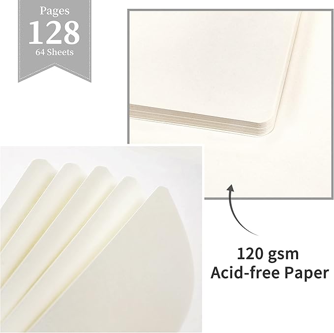 Blank Journal/Notebook - Classic Notebook/Journal with Ribbon Divider, Hardcover with Thick Paper, 5.3'' x 8.26'', Banded + Pen Holder +Inner Pocket - White