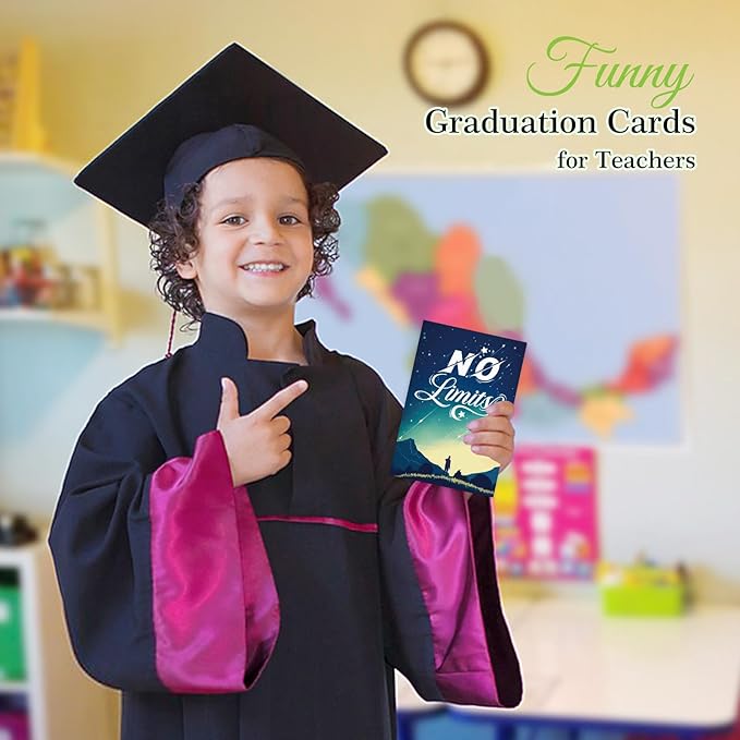FaCraft Graduation Card 2025, No Limits Congrats Grad Greeting Cards with Envelope, for Preschool Kindergarten Middle School High School College PHD University Master Gradutes