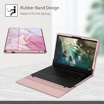 Fintie Sleeve Case for 14" Samsung Galaxy Chromebook Go XE340XDA XE345XDA/Dell Latitude 3410/HP Pavilion 14-ceXXXX/Lenovo 14W Windows Gen 2 - Premium PU Leather Portfolio Book Cover, Glittering Marble