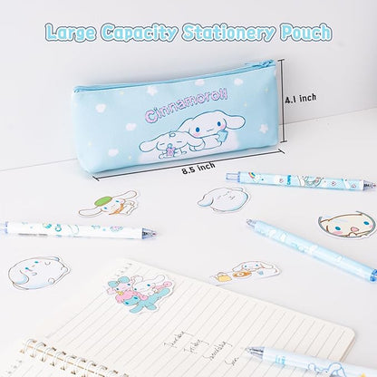 Cute School Supplies Anime Stationery Gift Set Includs Gel Pens, Journal Notebook, 50 Stickers, Pencil Case, Kawaii Stationery Set, Back to School Gift(Blue)