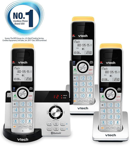 VTech IS8121-3 Super Long Range up to 2300 Feet DECT 6.0 Bluetooth 3 Handset Cordless Phone for Home with Answering Machine, Call Blocking, Connect to Cell, Intercom and Expandable to 5 Handsets