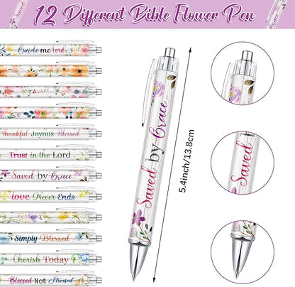 Colarr 24 Pcs Christian Bulk Gifts for Women Men Bible Verse Pens and Notebooks Religious Easter Gifts Scripture Ballpoint Pens Journals Sunday School Church Inspirational Study Supplies(Floral)