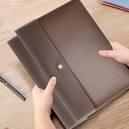 VANRA 5 Pieces A4 Envelopes Folders for Paperwork Plastic Wallets Document Organizer with Snap Button Closure A4 Letter Size (Brown)