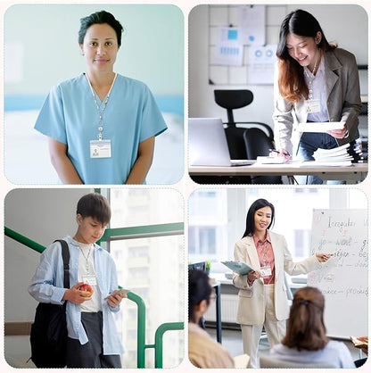 Teacher Lanyard with ID Holder Cute Wooden Beaded Lanyards for ID Badge Holders Retractable Badge Reel Keys Eyeglass Chains for Women