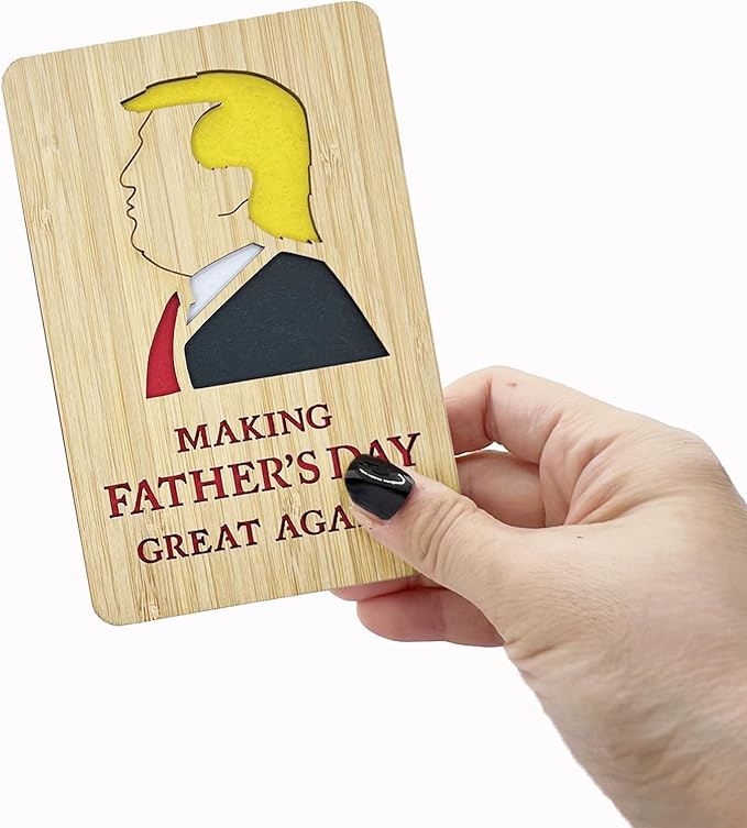 Trump Fathers Day Card,Funny Bamboo Father's Day Cards from Son,Daughter or Wife,Making Fathers Day Great Again Greeting Cards