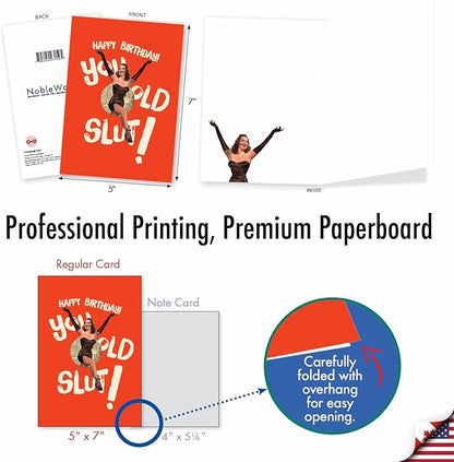 NobleWorks - 1 Sassy Happy Birthday Card Funny - Hilarious Grown-Up Card for Women, Wife, Stationery Humor - Old Lady Blank C7020BDB