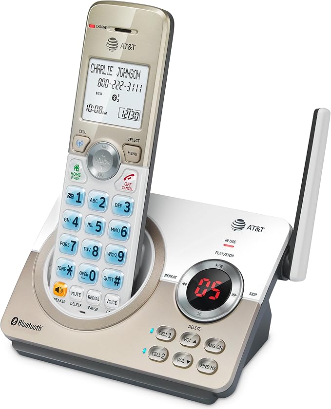 AT&T DL72119 DECT 6.0 Cordless Phone for Home with Bluetooth Connect to Cell, Call Blocking, 1.8" Backlit Screen, Big Buttons, intercom, and Unsurpassed Range