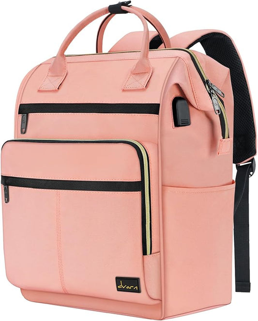 Laptop Backpack for Women and Men 16.5" Waterproof College Bag With USB Port, RFID Pocket, Waterproof, Travel Work Backpack, Anti-theft College Backpack (Pink)