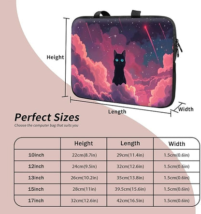 Universal Tablet Laptop Sleeve Case 10 inch, Pink Sky Cat Slim Carrying Case Durable Handbag Travel Laptop Bag for 7 to 10-inch Laptops/Notebook/Kids Tablet/ipad/eBook Readers