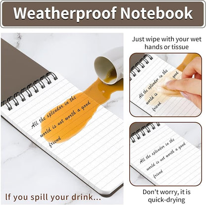 3 Pack Waterproof Notebook, 3 x 5 Pocket Notepad, All Weather Small Pocket Notebook Stone Paper, Mini Spiral Notepad Police Notepad 100 Lined Pages for Outdoor Office