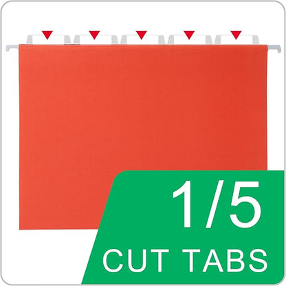 25 Packs Hanging File Folders,Orange File Folder Letter Size,Designed for Bulky Files,Filing Cabinet,1/5 Adjustable Tabs for Office,School,Home