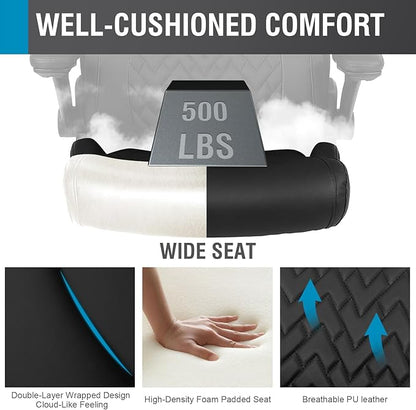 Flysky Executive Ergonomic Office Chair - Big and Tall Office Chair for Heavy People, PU Leather Computer Desk Chair with Flip-up Armrest, Comfortable Wide High Back PC Work Chair