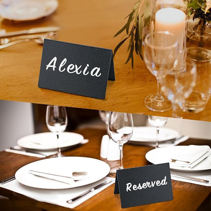 BOOMIBOO 12 Pack 4"x3"Mini Chalkboard Signs, Reusable and Reserved Table Signs, Easy to Write and Wipe Out, Food Labels for Parties - Buffets - Birthdays -Bakery-Table Numbers-Weddings