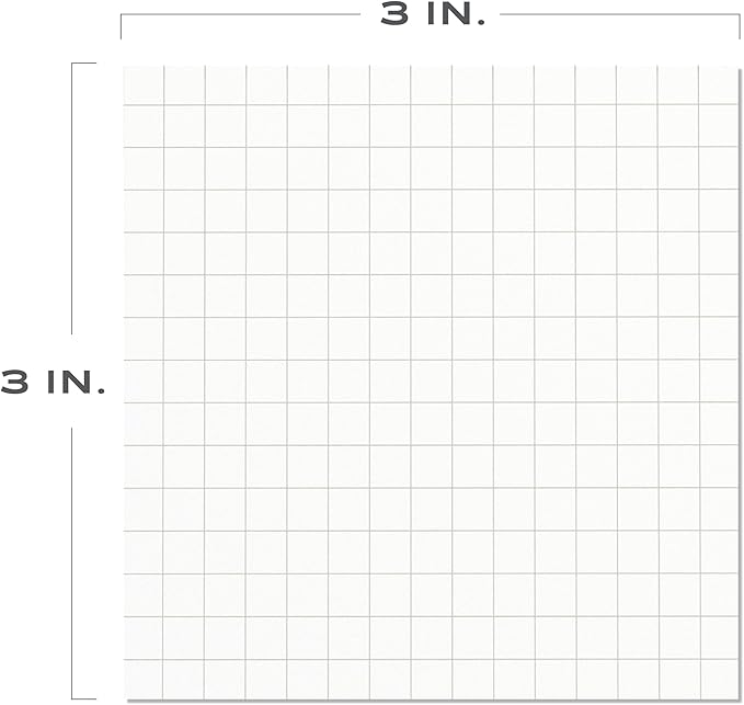 Sticky Notes Graph Paper 24pk | 3x3 Inch Small Self Stick Notepads for Desk and School Supplies