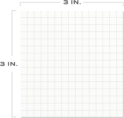 Sticky Notes Graph Paper 24pk | 3x3 Inch Small Self Stick Notepads for Desk and School Supplies