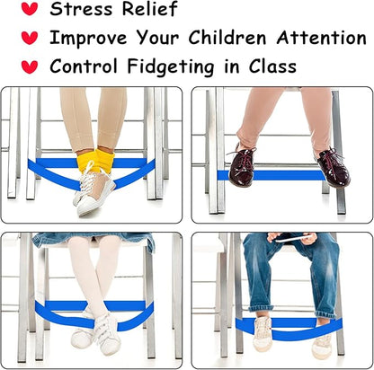 12 Pack Chair Bands for Kids with Fidgety Feet, ADHD Tools for Kids, ROOKEA Sensory Room Must Haves for Adhd Kids Fidget Chair Bands Autism Classroom Must Haves ADHD Tools for Classroom Home Chairs
