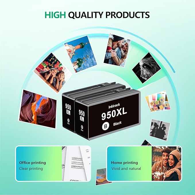 950XL Ink Cartridges Compatible for HP 950XL Black Ink Cartridges Replacement for HP OfficeJet Pro 8600 8610 8620 8100 8630 8660 8640 8615 8625 276DW 251DW Printers (Black,2-Pack)