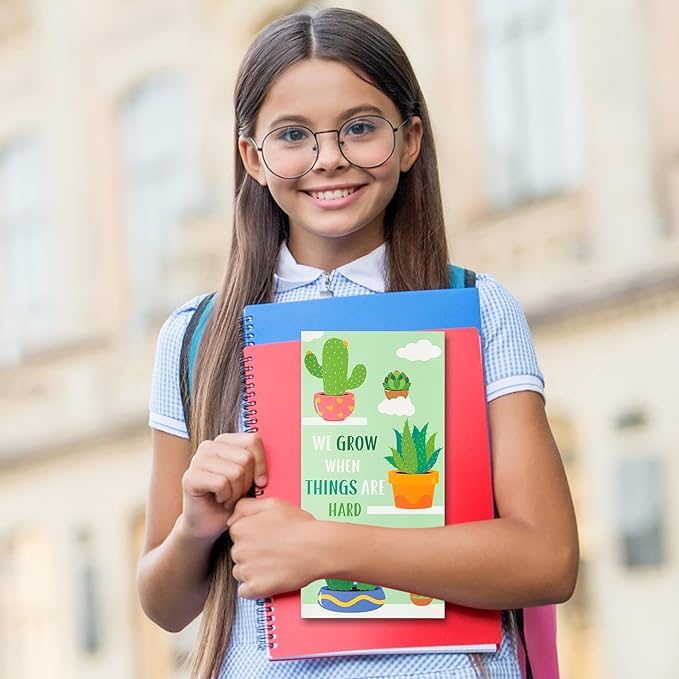 We Grow When Things are Hard Sticky Notes Set, 550 Sheets, Cute Cactus Shaped Self-Stick Notes Pads Plant Divider Tabs Bundle Writing Memo Pads Back to School Office Supplies Small Gift