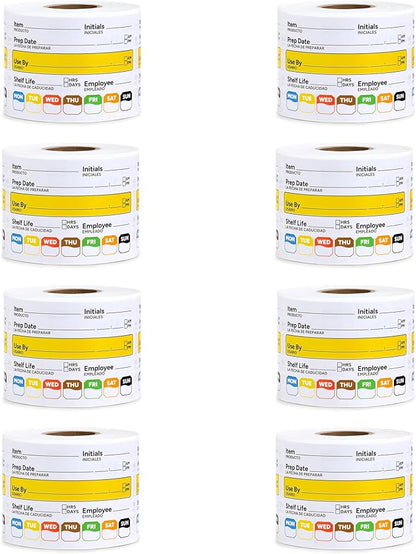 Restaurant Quality Shelf Life Food Rotation Labels, 2” x 3” Self-Adhesive Removable Freezer Food Labels Stickers, Perfect for Reusable Containers, Easy to Remove, Food Safety Date Sticker (8 PCS)