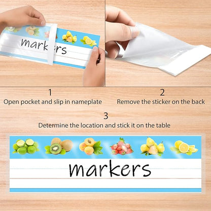 40 PCS Nameplate Pocket Adhesive Desk Nameplates Name Tag Pocket 10.3x3.15 Inch(Thickness 4mil)