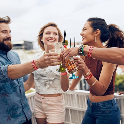 Henoyso 600 Pcs Saturday Paper Wristbands Event Wristbands Paper Bracelets Wristbands Numbered Waterproof Party Wristbands for Events Day of The Week(Red)