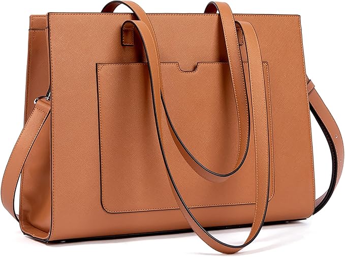 Telena Laptop Tote Bag for Women, 15.6 Inch Shoulder Tote Bag Leather Briefcase for Women, Large Capacity Handbag Bags