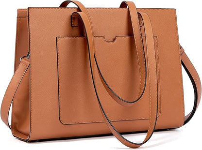 Telena Laptop Tote Bag for Women, 15.6 Inch Shoulder Tote Bag Leather Briefcase for Women, Large Capacity Handbag Bags