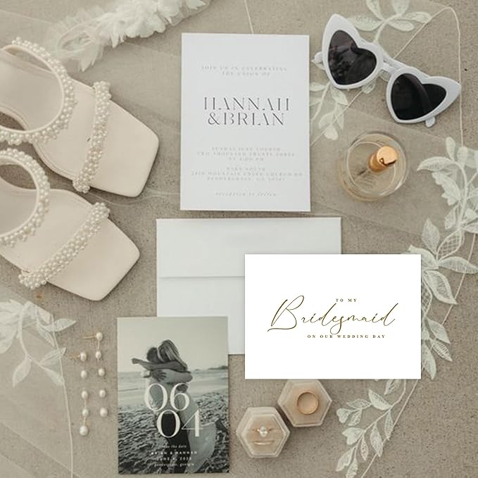 LADY&HOME To My Bridesmaid On My Wedding Day Card,Bridesmaid Thank You Card Wedding Day Bridesmaid Proposal (Gold Foil,Bridesmaid)