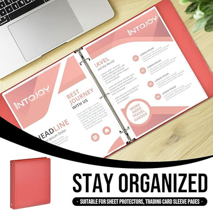 3 Ring Binder 1 Inch, IntoJoy 6 Pack Clear View 3 Hole Binder PVC-Free Fits 8.5x11 Inch Paper Flexible Round Ring Binders for School Office Home Binder Supplies (Orange)