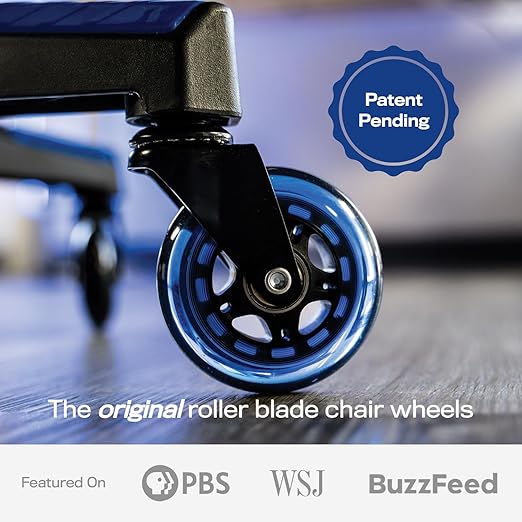 The Office Oasis Original Rollerblade Office Chair Wheels (As Seen On PBS) - Smooth & Quiet Casters - Safe for Hardwood Floors & Carpet - Easy Installation with Universal Fit - Set of 5 - Blue