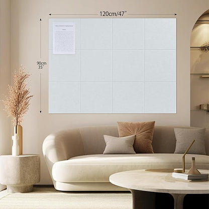 Large Felt Bulletin Board(48" x 36"),Cork Board Alternative,12 Pack Felt Wall Tiles with Safe Removable Adhesive Tabs,Notice Pin Board/Message Board/Vision Board for Office, School & Home