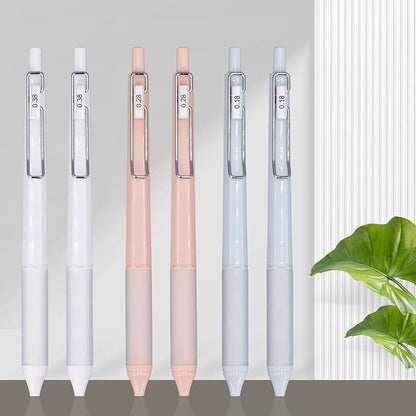 6pcs Gel Pen set, Black Ink Pens 0.18mm /0.28mm / 0.38mm Ultra Fine point Smooth Writing Pens with Silicone Grip, Retractable Cute Pens for Journaling NoteTaking sketching drawing stationery