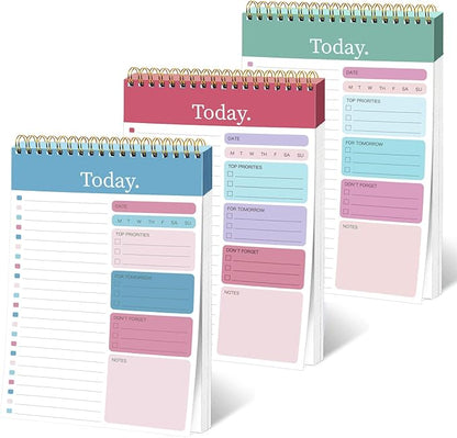 EOOUT To Do List Notepad, 3 Pack, Daily Planner Notepad, Fitness Journal Workout Planner Notepad, 52 Sheets Mix Color Tear Off, 5.2 x 7.9 Inches Planning Notebook, Classroom Office Gifts