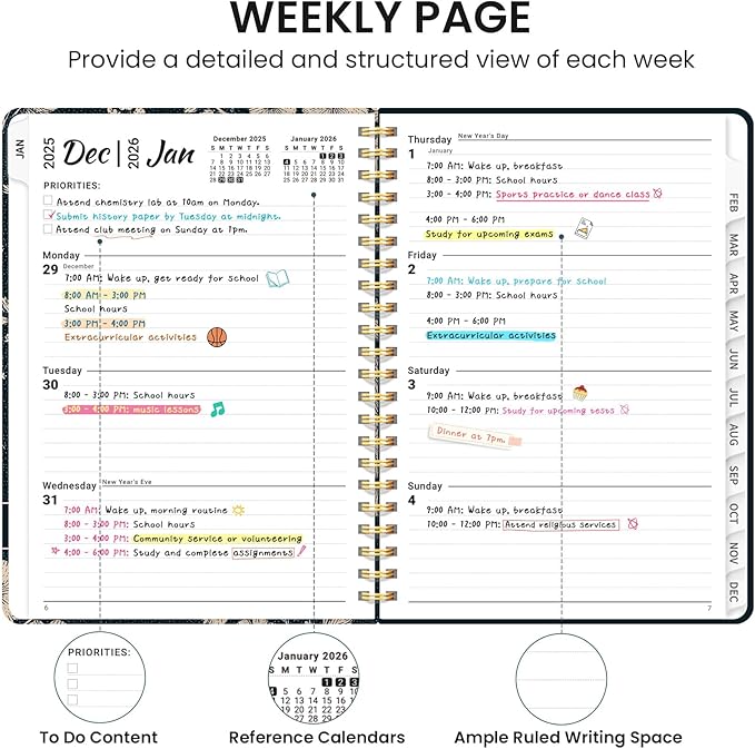 2026 Planner, Aesthetic Weekly and Monthly Planner for Women, Jan 2026 to Dec 2026, Hardcover 2026 Calendar Book with Monthly Tabs, Inner Pocket, Perfect for Office Home School - A5 (6.3" x 8.5"), Cream Petals