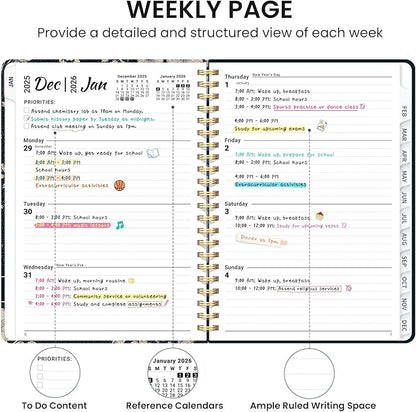 2026 Planner, Aesthetic Weekly and Monthly Planner for Women, Jan 2026 to Dec 2026, Hardcover 2026 Calendar Book with Monthly Tabs, Inner Pocket, Perfect for Office Home School - A5 (6.3" x 8.5"), Cream Petals