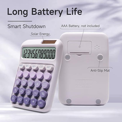 Desk Calculator,12 Digits, Large LCD Display,Big Buttons,Solar and Battery Dual Power Desktop Calculators,Cute and Aesthetic,Suitable for Office and Study (Ombre Purple, M)