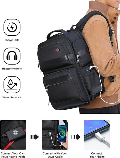 CROSSGEAR 16 Inch Business Laptop Backpack for Men, Carry on Backpack for Airplanes, Water Resistant Travel Backpack Laptop Bag Computer Backpack Casual Daypacks with USB Port for Travel