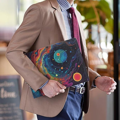 Cozeyat Earth Planet Clipboard Folder Portfolio, A4 Leather Padfolio Clipboard, Business Portfolio Clipboard Folder Professional Portfolio for Interview Resume Office Conference