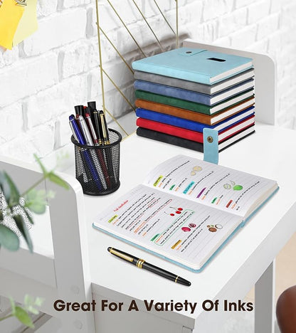 A5 Lined Leather Journal Notebook for Men Women,5.9" X 8.4" Hardcover Journal with Pen,200 Pages 100 Gsm Thick Ruled Paper Daily Diary for School,Travel,Business,Work,Home Writing