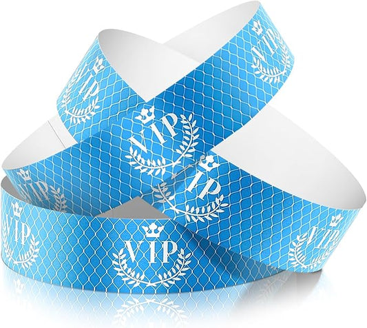 Jadive 500 Pieces Paper Wristbands VIP Plastic Waterproof Party Identification Wristbands Party Bracelets for Events Amusement Parks, Club, Concerts, Fairs, Festivals and Events(Blue)