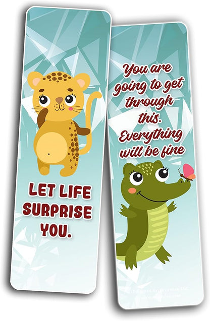 Creanoso Cute Critter Quotes Bookmarks (5-Sets X 6 Cards) – Daily Inspirational Card Set – Interesting Book Page Clippers – Great Gifts for Adults and Professionals