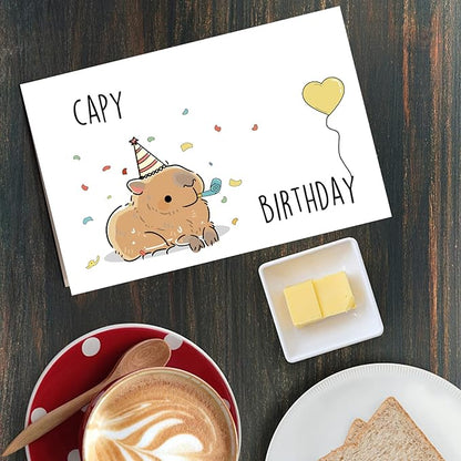 Qiliji Funny Birthday Card, Cute Capy Birthday Greeting Card, Capybara Bday Pun Card, Happy Birthday Card for Him Her